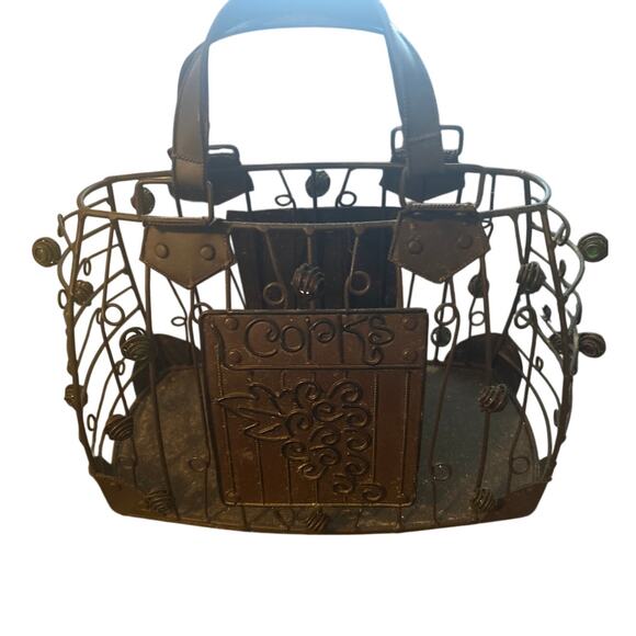 GUC Metal 'Corks' Holder Grape Design Purse Handbag Pocketbook 10"x10" - Picture 3 of 4